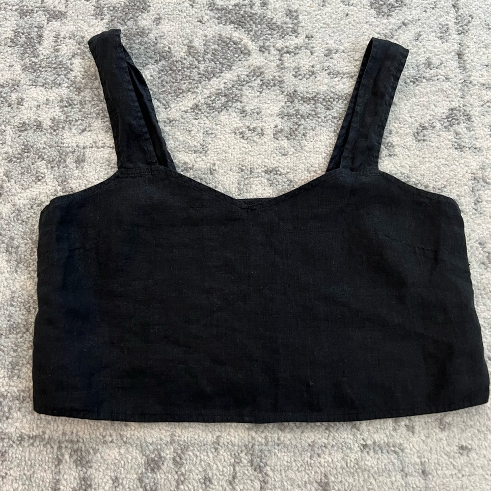 Mate the Label Linen Cropped Tank